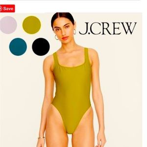 JCrew Ribbed Square-neck One piece size 8 Salerno Olive Green
